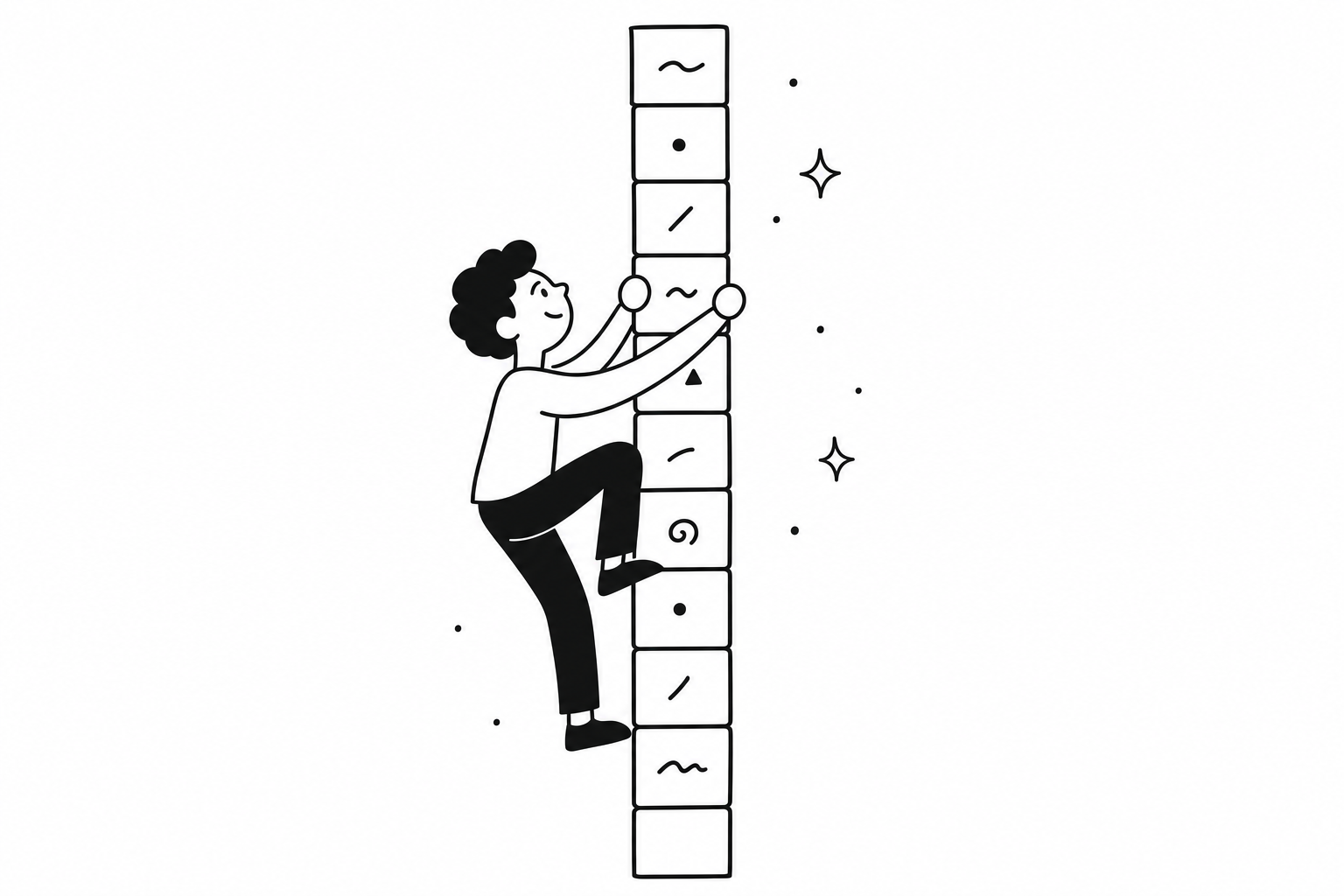 A word ladder game, climbing letter blocks one step at a time