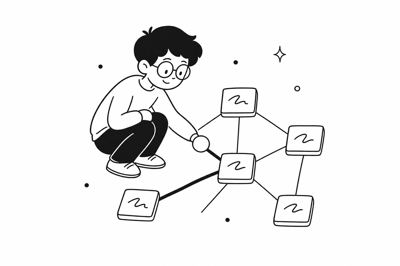 The Poople word graph, four-letter words as nodes connected by one-letter-apart edges